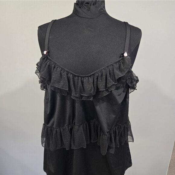 🐢 Cacique Black Ruffle Tank/Cami 18/20 - Picture 3 of 10